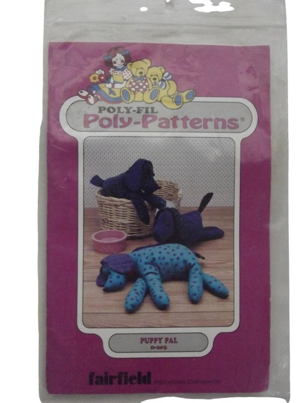 Fairfield Poly Fil Pattern D203 Puppy Pal 15" Stuffed Dog Animal sewing craft